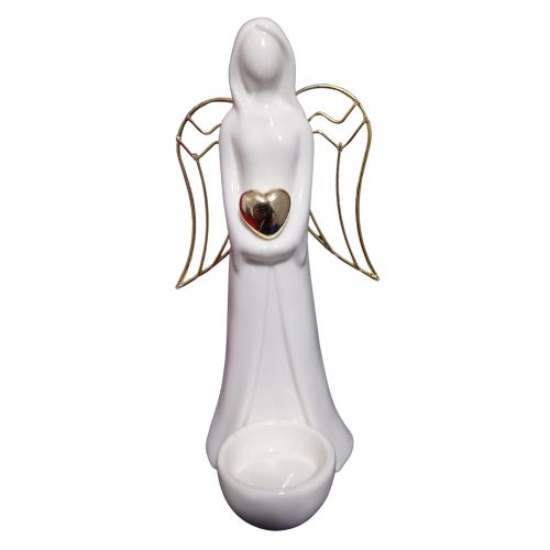 Kerámia angyal arany szívvel