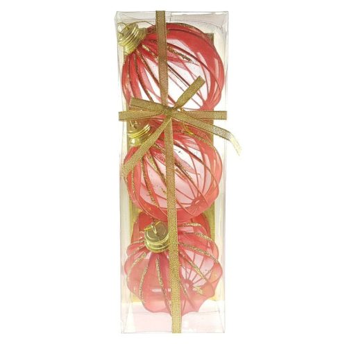 Lampion Hatású Karácsonyfa Dísz, Organza, 3 Darab / Csomag, 8 Cm