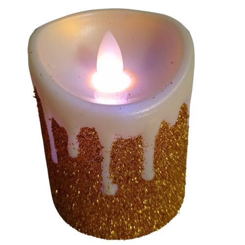 LED gyertya  5x5x7 cm  arany / ezüst