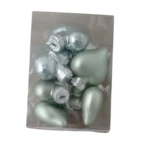 158432 Szív üveg 4cm vízkék fényes-matt S/12 
