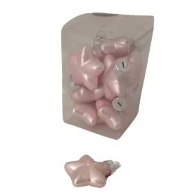 Csillag üveg 4cm rózsaszín fényes-matt S/12