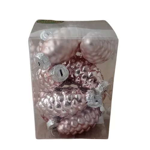 Toboz üveg 6cm rózsaszín fényes-matt S/12 244456