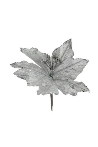Selyemvirág Mikulásvirág 10Cm Ezüst