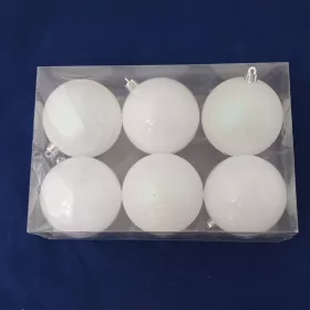 Karácsonyi gömb műanyag fehér 8cm S/6