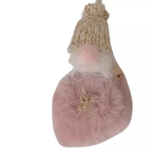 Manó textil akasztós , szőrös 9 cm rózsa-szürke b29435 
