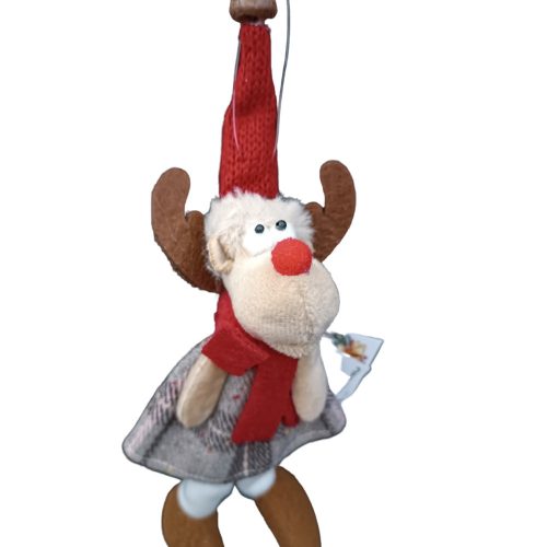 Akasztós Rénszarvas bordó/zöld sapkás 23cm