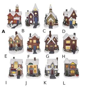 Téli Házikó Ledes, Elemes Poly 7X6X10 Cm Színes 12 Féle