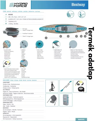 Bestway Glider Elite 2-in-1 Stand-Up Paddleboard & Kayak Set (2026) 381cm x 79 cm x 15 cm(6532G)