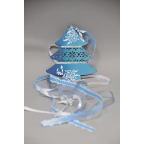 Fenyőfa Ajtódísz Akasztós Fa 60Cm Kék-Fehér-Ezüst