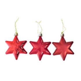 Karácsonyfadísz Műanyag Csillag 7 Cm Piros, 3 Db / Doboz