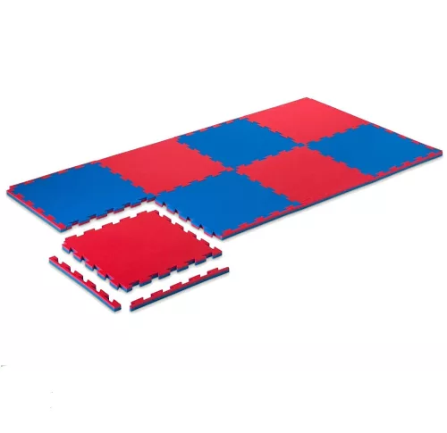 Puzzle Tatami Torna Szönyeg Elem 100 X 100 X 2 Cm Védőszegéllyel Piros/Kék