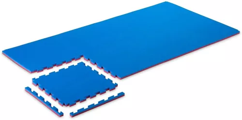 Puzzle Tatami Torna Szönyeg Elem 100 X 100 X 3 cm védőszegéllyel világos piros/kék