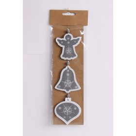 Fa Ajtódísz Szürke-Fehér S/3